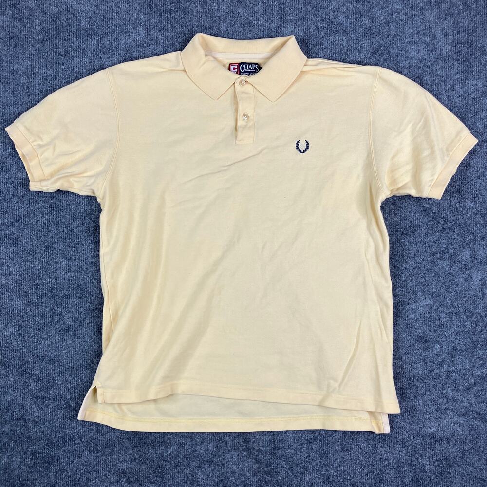 Chaps Ralph Lauren Polo Shirt Mens L Yellow Short Sleeve Classic Fit Casual‎